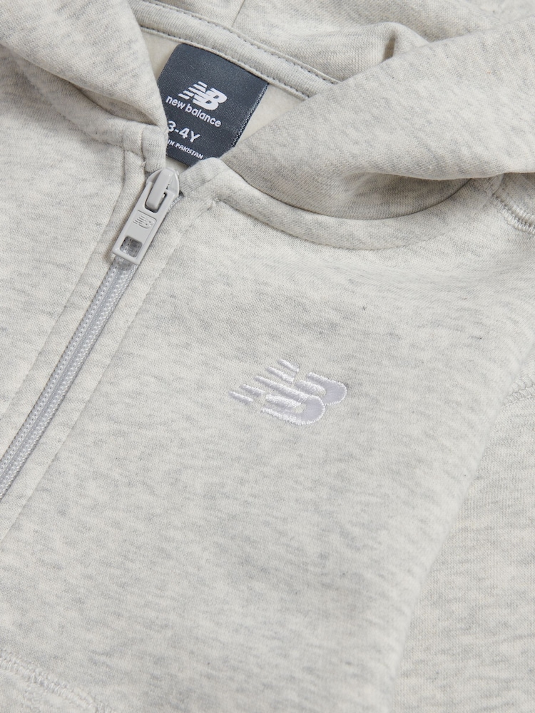 New Balance Grey Small Logo Zip Through Hoodie - Image 8 of 8