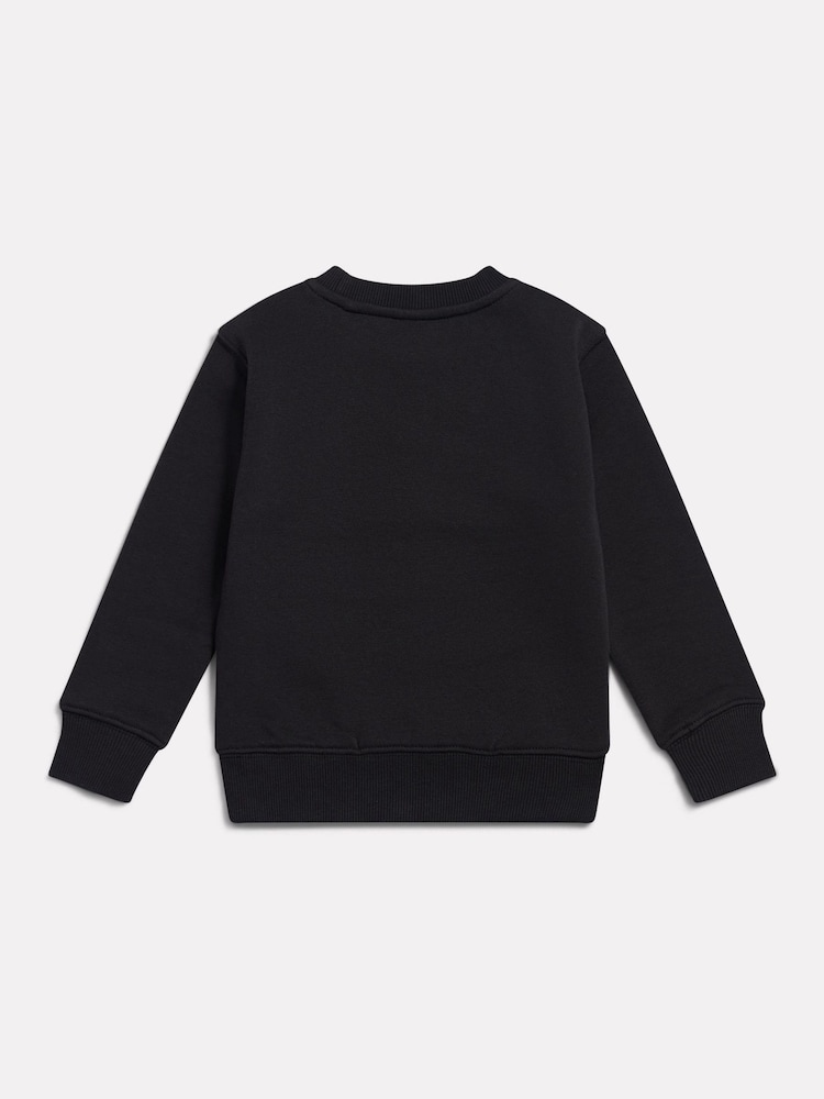 New Balance Black Stacked Logo Brushback Crew Neck Sweatshirt - Image 2 of 3