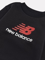 New Balance Black Stacked Logo Brushback Crew Neck Sweatshirt - Image 3 of 3