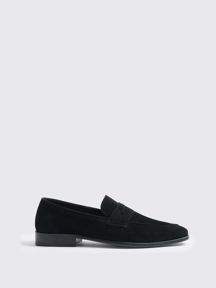 MOSS Black Suede Relaxed Loafers - Image 1 of 4 MOSS Black Suede Relaxed Loafers - Image 1 of 4