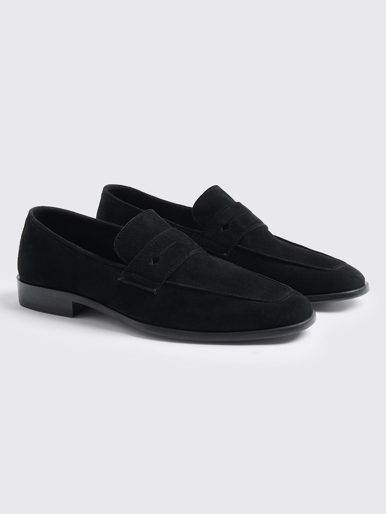 MOSS Black Suede Relaxed Loafers - Image 2 of 4 MOSS Black Suede Relaxed Loafers - Image 2 of 4