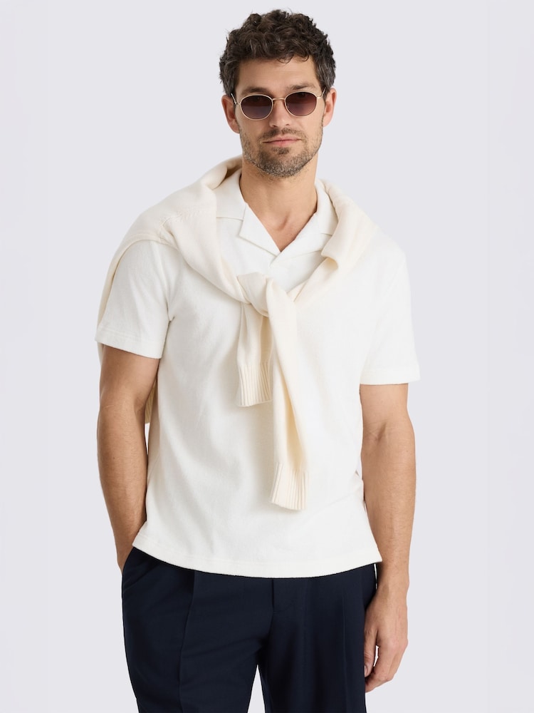 MOSS White Terry Towelling Skipper Polo Shirt - Image 1 of 3