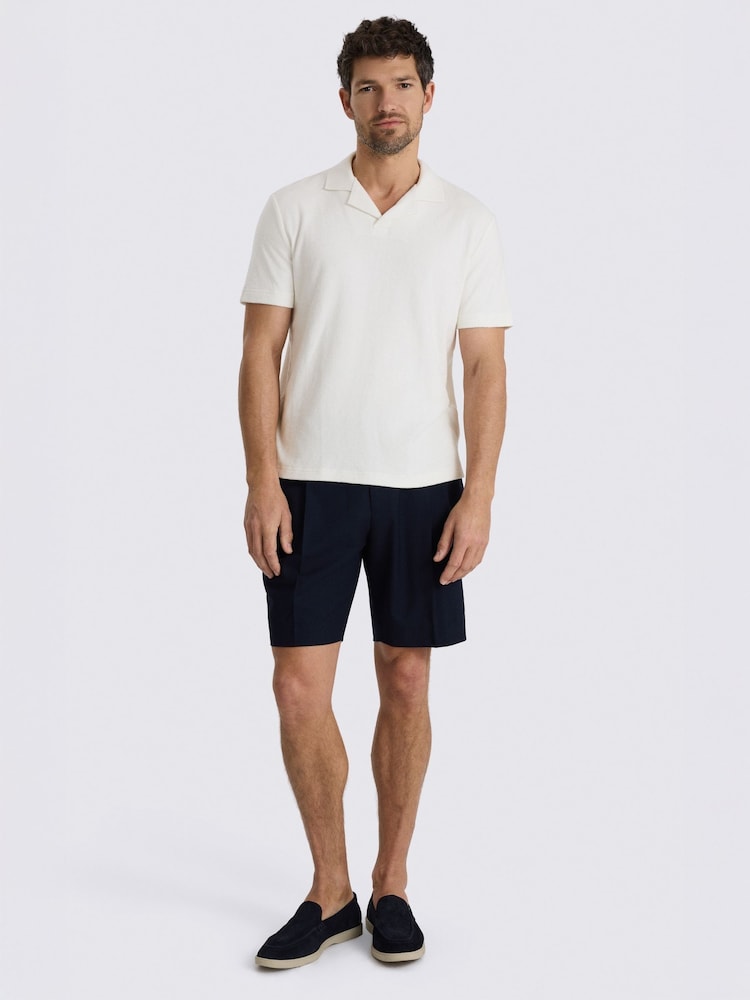 MOSS White Terry Towelling Skipper Polo Shirt - Image 2 of 3