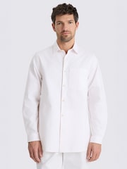 MOSS Pink Stripe Relaxed Cotton Oxford Shirt - Image 1 of 4