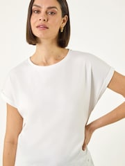 Roman White Cut Out Hem Stretch Top - Image 4 of 5