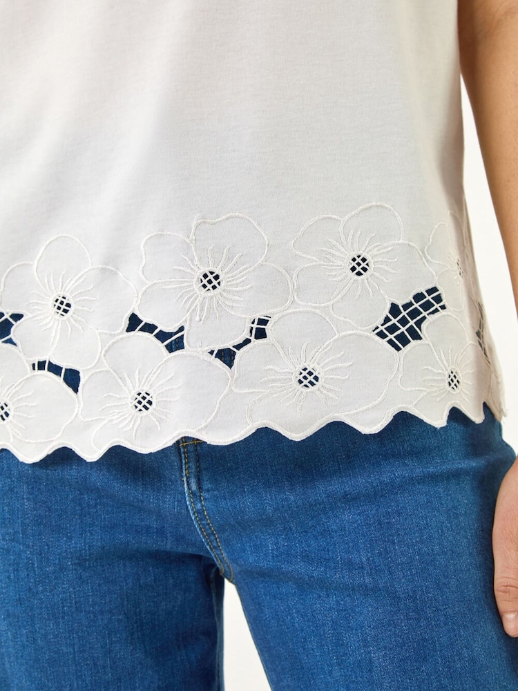 Roman White Cut Out Hem Stretch Top - Image 5 of 5