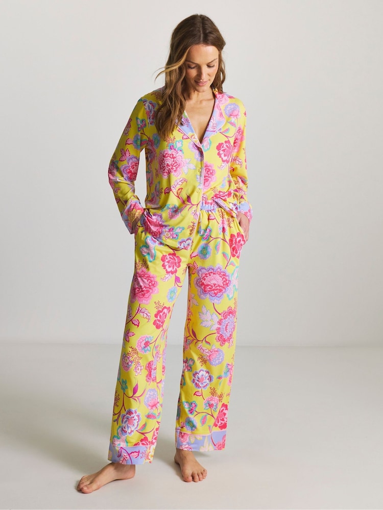Figleaves Yellow Floral Revere Pyjamas - Image 1 of 4