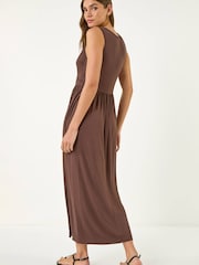 Roman Brown Bead Detail Wrap Front Midi Dress - Image 3 of 5