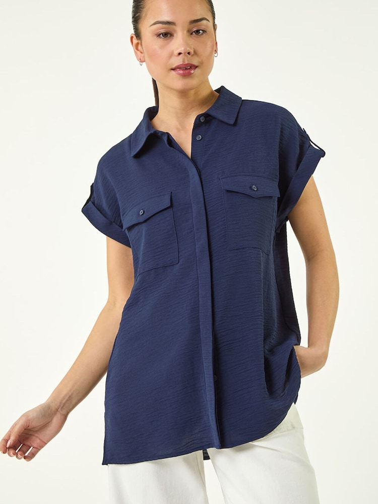 Roman Blue Petite Pocket Blouse - Image 1 of 5