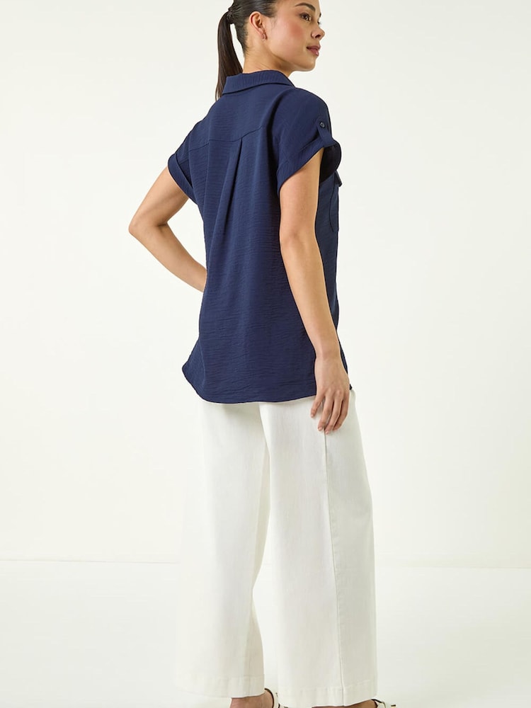 Roman Blue Petite Pocket Blouse - Image 2 of 5