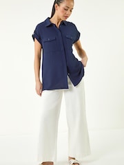 Roman Blue Petite Pocket Blouse - Image 3 of 5