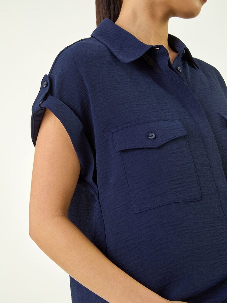 Roman Blue Petite Pocket Blouse - Image 5 of 5