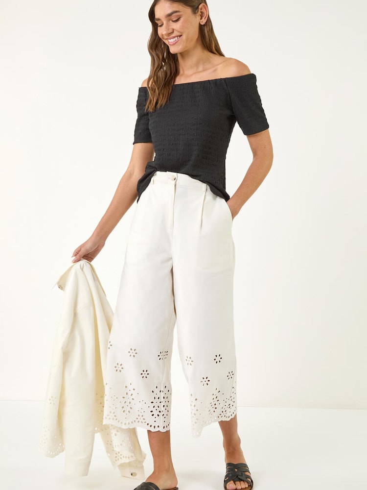 Roman Natural Anglaise Trim Culottes - Image 1 of 5 Roman Natural Anglaise Trim Culottes - Image 1 of 5