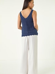Roman Blue Petite  Button Knit Cami - Image 3 of 5