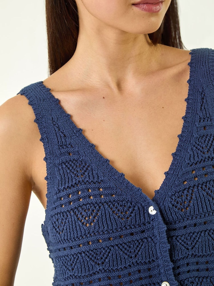 Roman Blue Petite  Button Knit Cami - Image 5 of 5