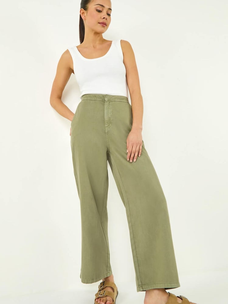Roman Green Petite Stitch Detail Trousers - Image 1 of 5 Roman Green Petite Stitch Detail Trousers - Image 1 of 5