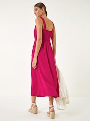 Roman Pink Buttoned Waist Tie Dress - Image 3 of 5