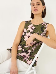 Roman Green Floral Print Shell Top - Image 1 of 5