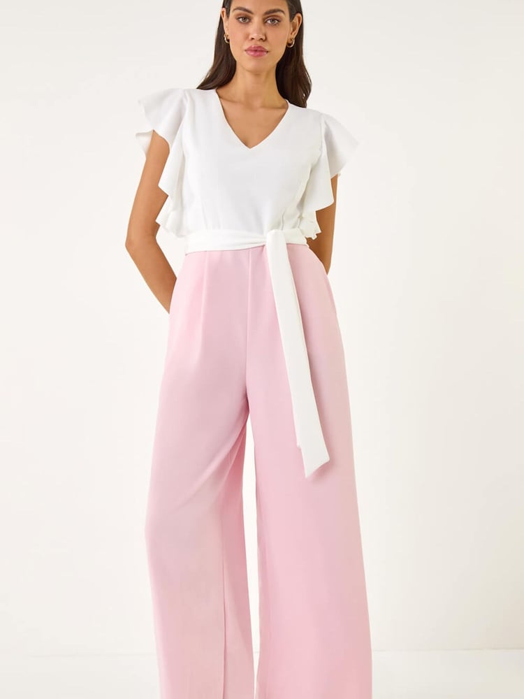Roman Pink Colour Block V-Neck Jumpsuit - Image 2 of 5