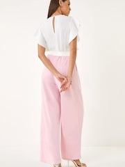 Roman Pink Colour Block V-Neck Jumpsuit - Image 3 of 5
