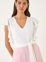 Roman Pink Colour Block V-Neck Jumpsuit - Image 5 of 5