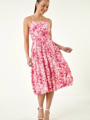Roman Pink Petite Strappy Bubble Hem Dress - Image 1 of 5