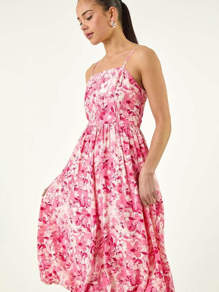 Roman Pink Petite Strappy Bubble Hem Dress - Image 2 of 5