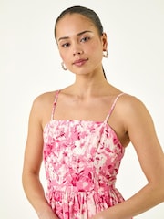 Roman Pink Petite Strappy Bubble Hem Dress - Image 4 of 5