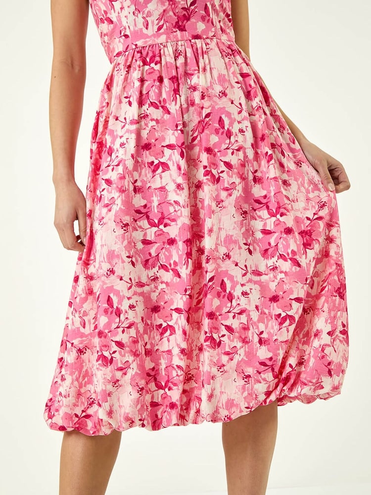 Roman Pink Petite Strappy Bubble Hem Dress - Image 5 of 5