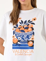 Roman White Cotton Valencia Fruit Print Top - Image 6 of 6