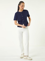 Roman Blue Buttoned Up Cardigan - Image 2 of 5