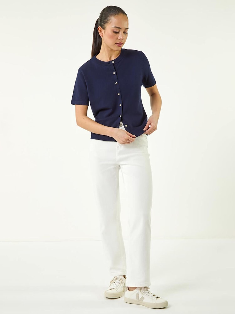 Roman Blue Buttoned Up Cardigan - Image 2 of 5 Roman Blue Buttoned Up Cardigan - Image 2 of 5