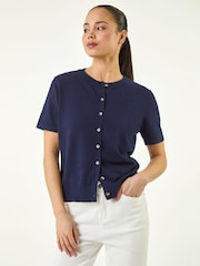 Roman Blue Buttoned Up Cardigan - Image 4 of 5