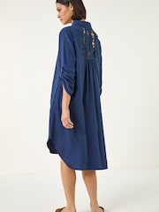 أزرق - Roman Back Lace Shirt Dress - Image 3 of 5