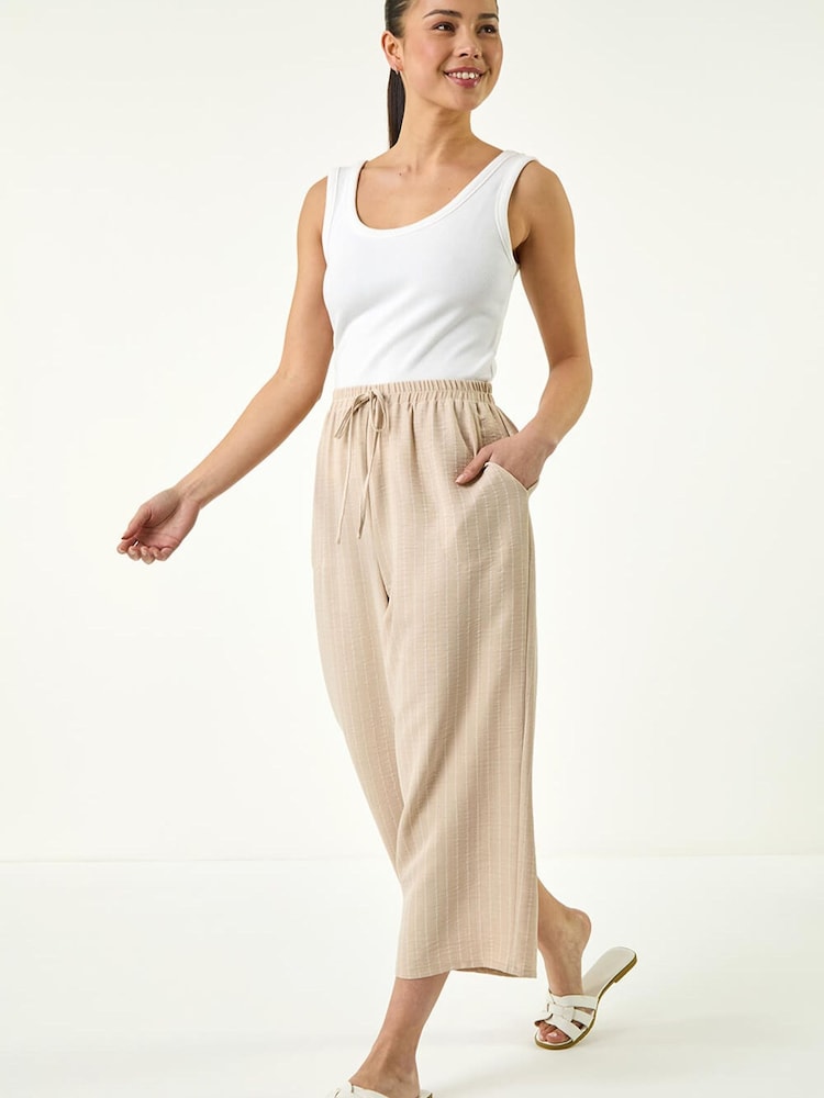 Roman Natural Petite Stripe Cropped Trousers - Image 2 of 5