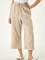 Roman Natural Petite Stripe Cropped Trousers - Image 4 of 5