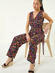 Roman Petite 小さいサイズ・小花柄ラップ風ボディスジャンプスーツ - 画像 1 / 5