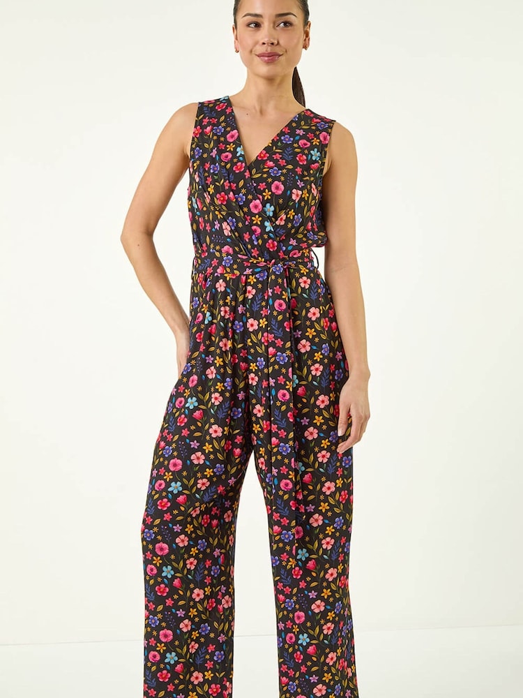 Roman Petite 小さいサイズ・小花柄ラップ風ボディスジャンプスーツ - 画像 2 / 5