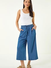 Roman Blue Petite Washed Denim Look Trousers - Image 2 of 5