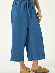Roman Blue Petite Washed Denim Look Trousers - Image 4 of 5