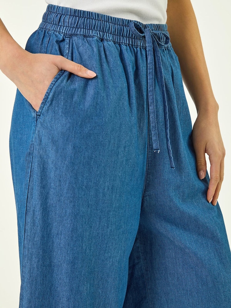 Roman Blue Petite Washed Denim Look Trousers - Image 6 of 6 Roman Blue Petite Washed Denim Look Trousers - Image 6 of 6