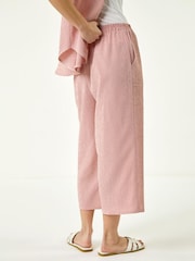 Roman Pink Petite Gingham Cropped Trousers - Image 4 of 5