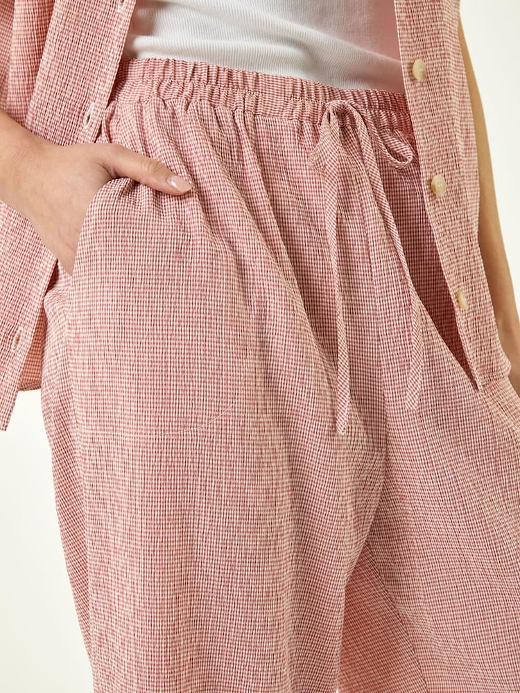 Roman Pink Petite Gingham Cropped Trousers - Image 5 of 5