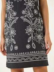 Roman Black Floral Motif Shift Dress - Image 5 of 5