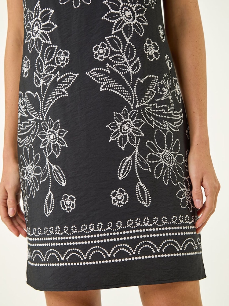 Roman Black Floral Motif Shift Dress - Image 5 of 5