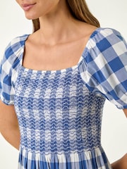 Roman Blue Shirred Check Dress - Image 5 of 5
