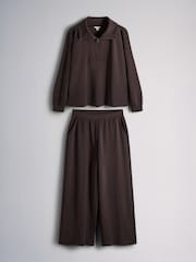 The Set Modal blend Half Zip Coord Loungewear Set Brown - Image 1 of 7