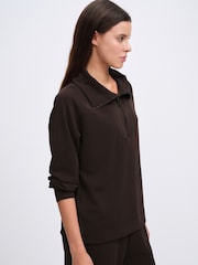 The Set Modal blend Half Zip Coord Loungewear Set Brown - Image 3 of 7