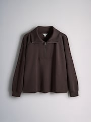 The Set Modal blend Half Zip Coord Loungewear Set Brown - Image 4 of 7