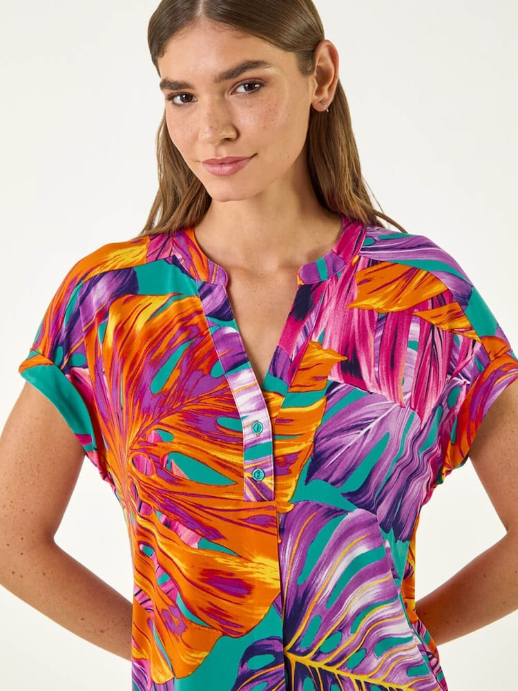 Roman Blue Leaf Print ITY Shirt - Image 1 of 5